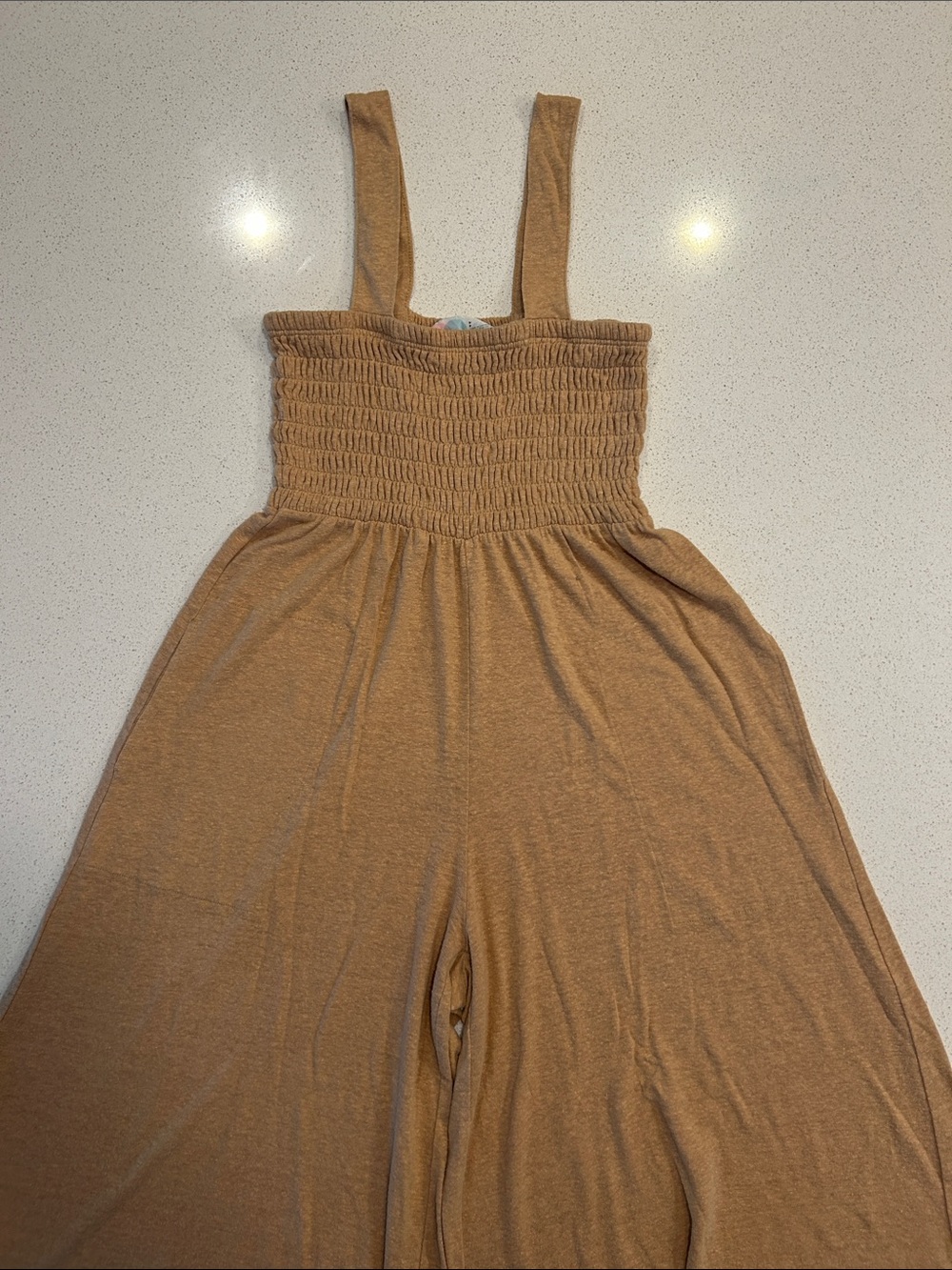 Free People Smocked Wide-Strap Maxi Dress in Taupe